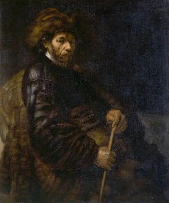 A man sitting with a stick