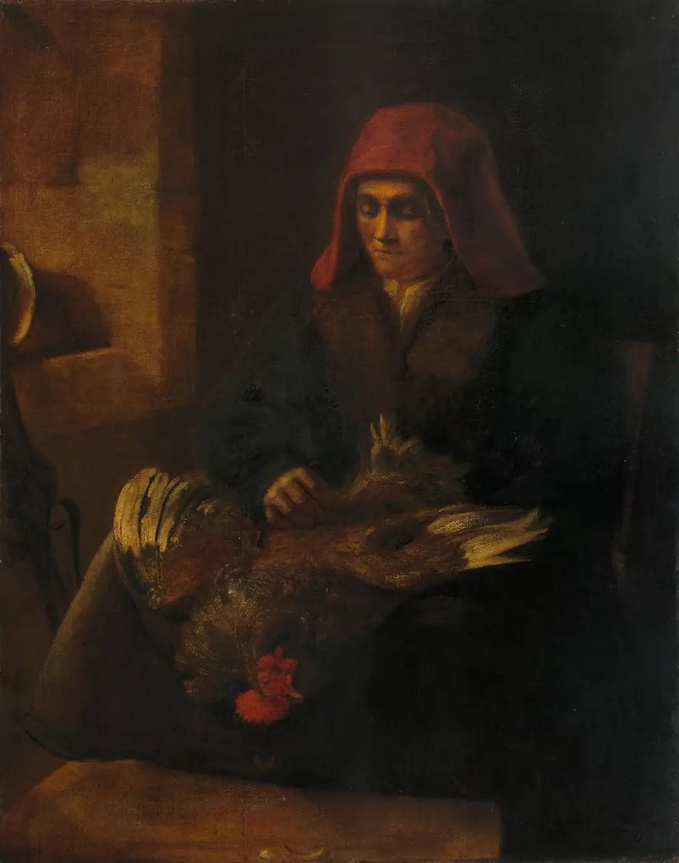 Woman Plucking a Fowl