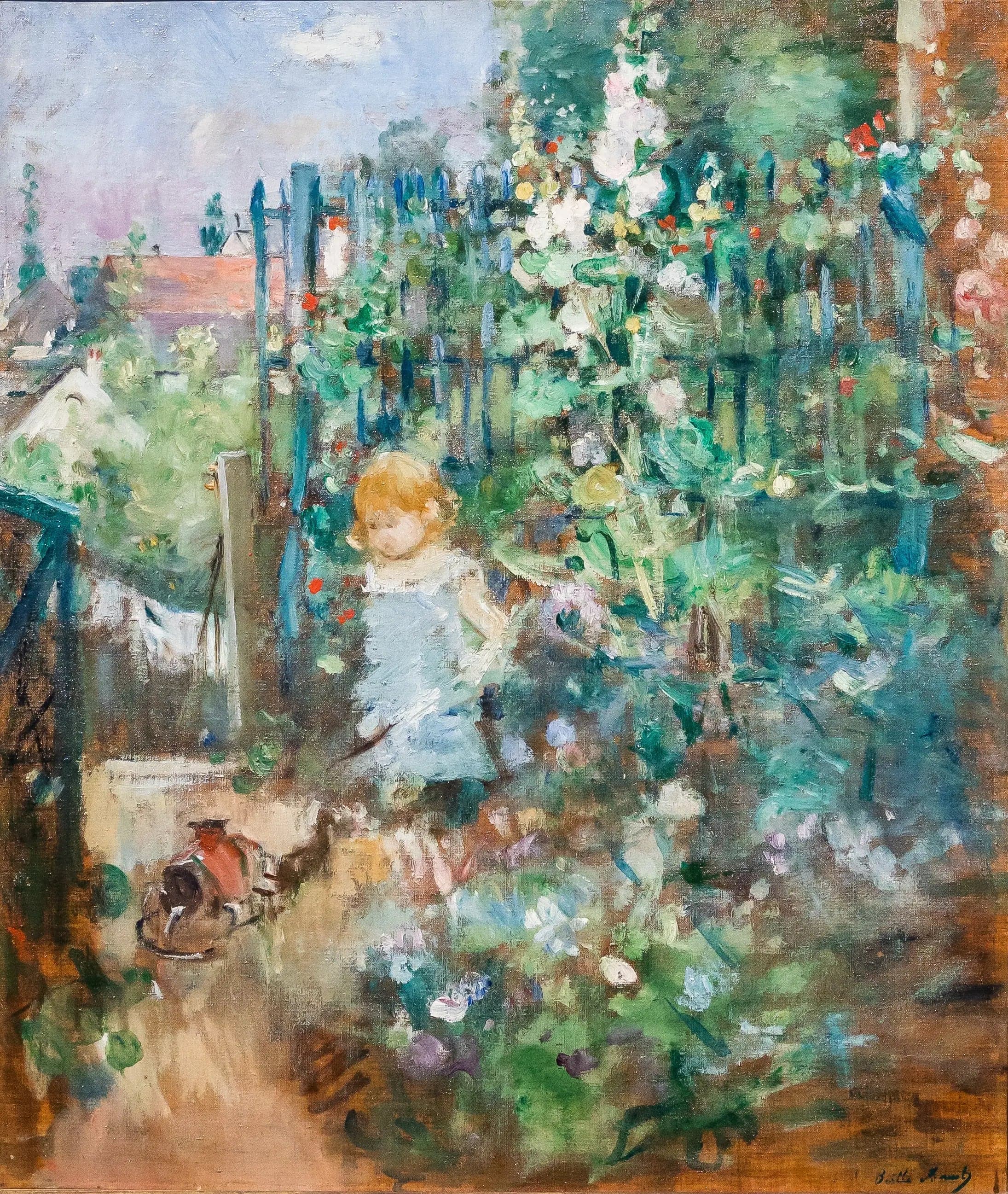 Child in the Hollyhocks