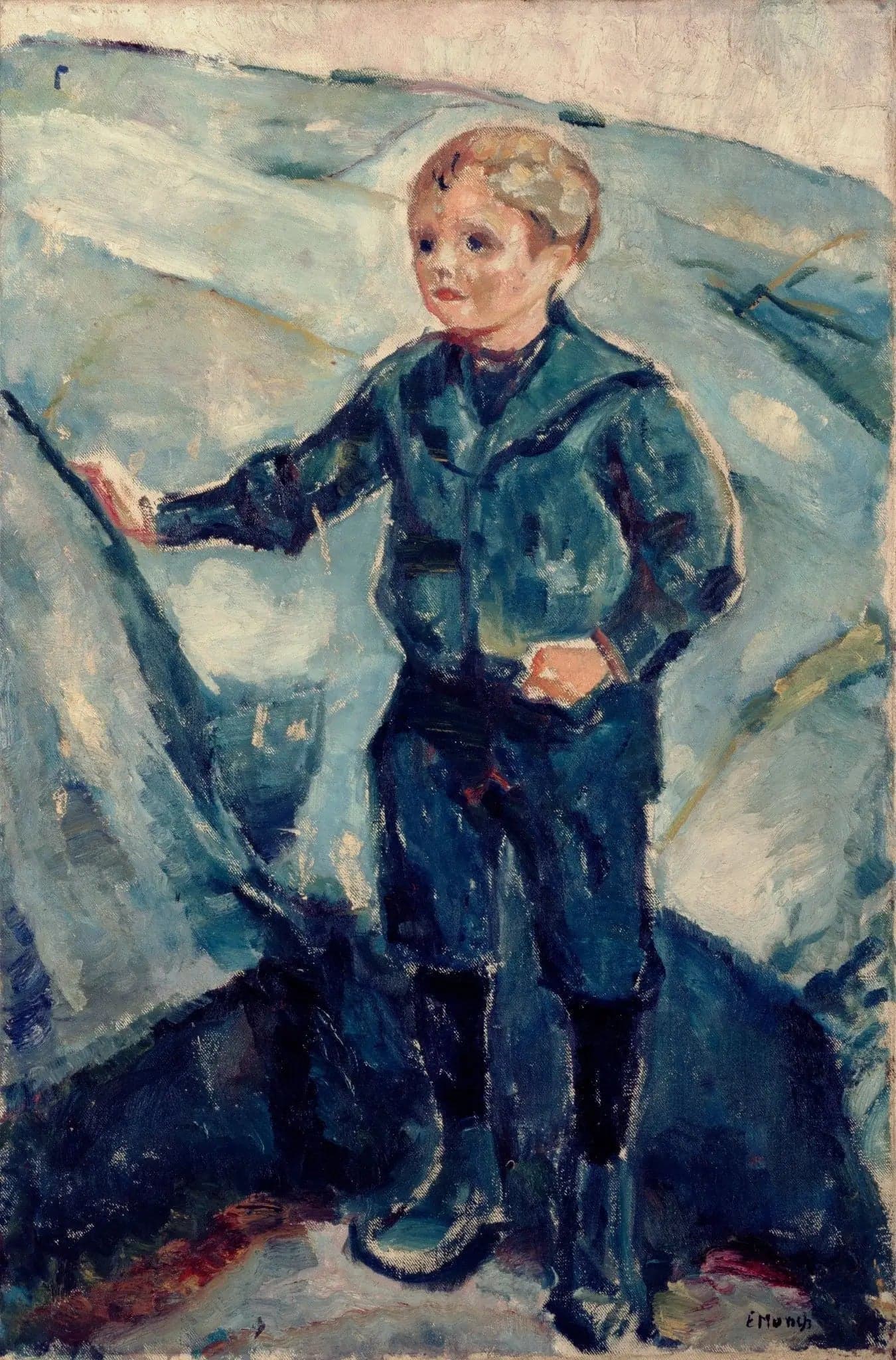 Boy in a Rocky Landscape