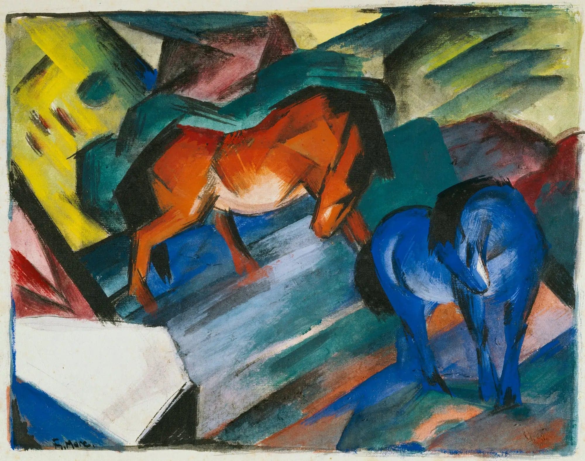 Red and Blue Horses
