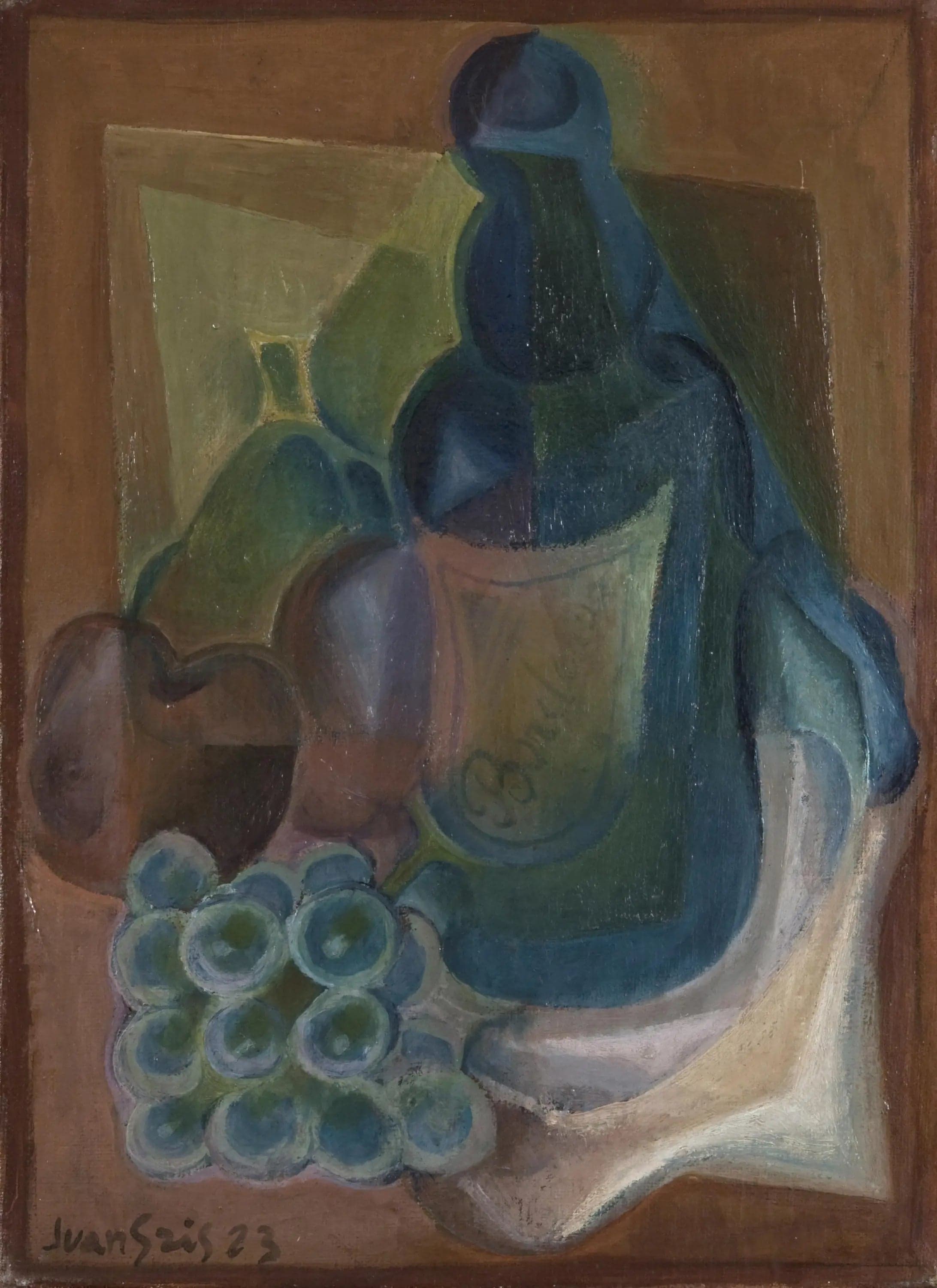 A Bottle and Fruits