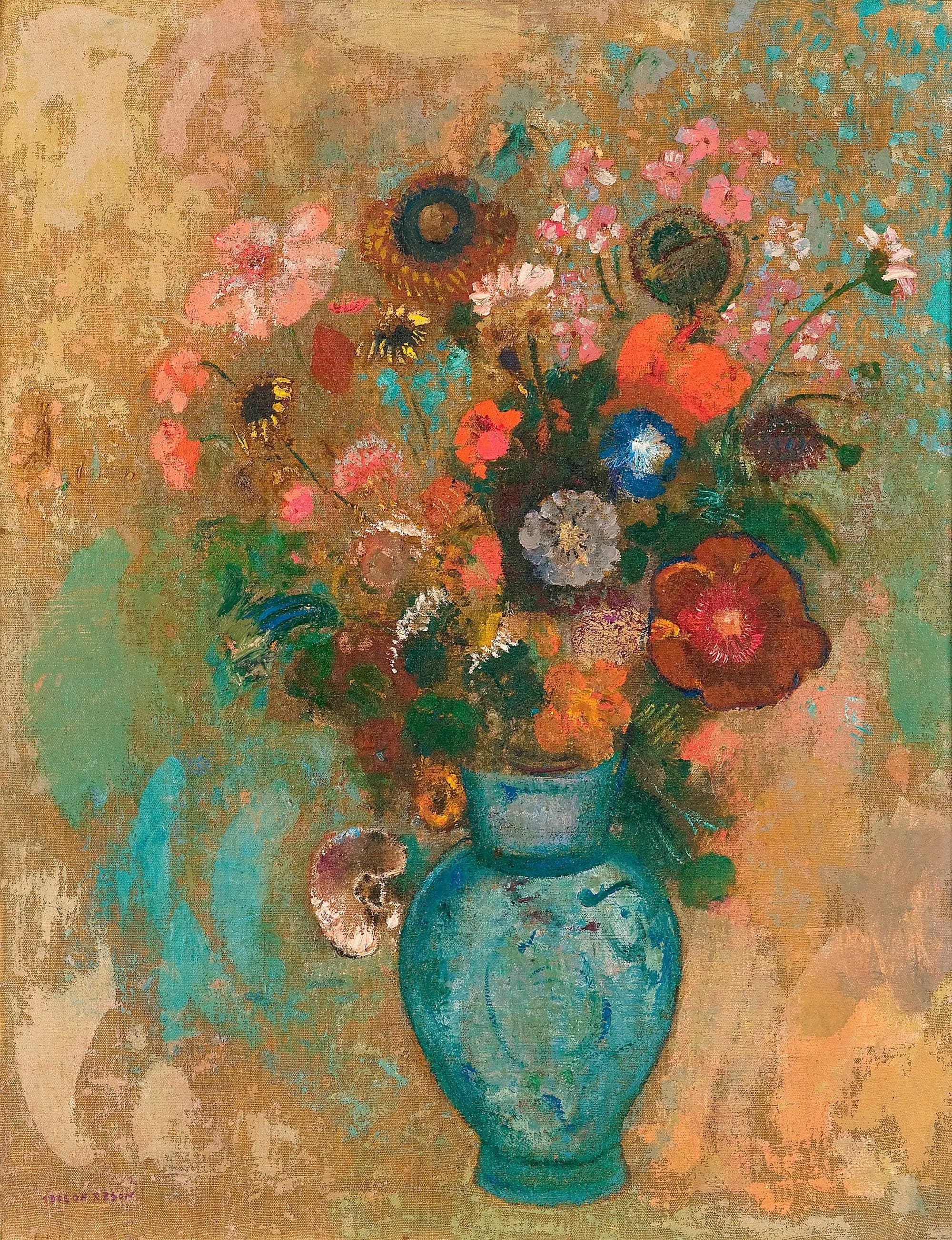 Flowers in a Blue Vase