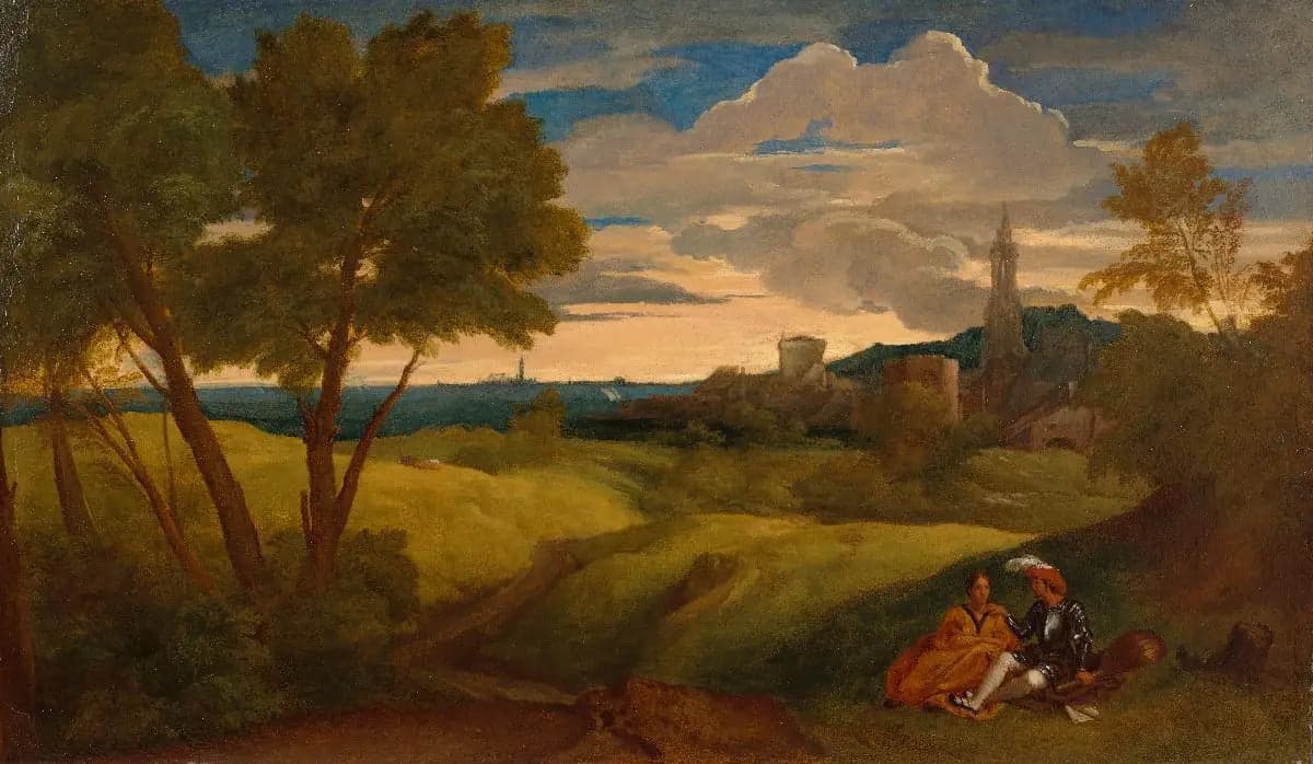 Evening Landscape with a Couple