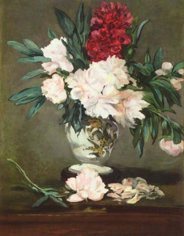 Peonies in a Pedestal Vase