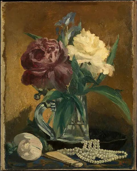 Still Life with Flowers, Fan, and Pearls