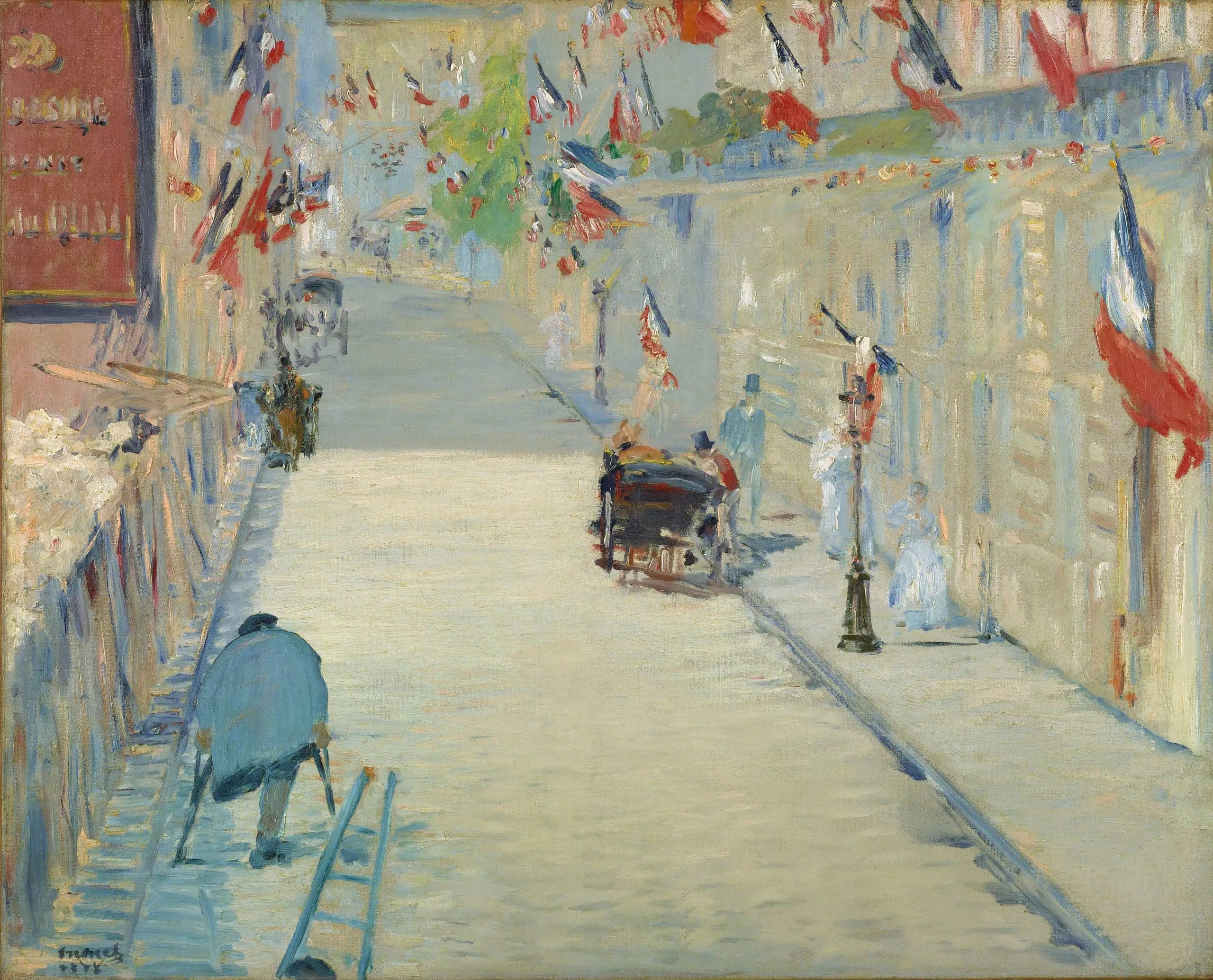 The Mosnier Street with Flags