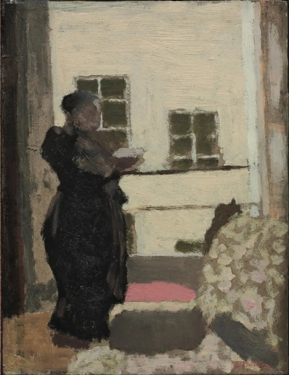 Madame Vuillard Debout Lisant devant la Fenêtre