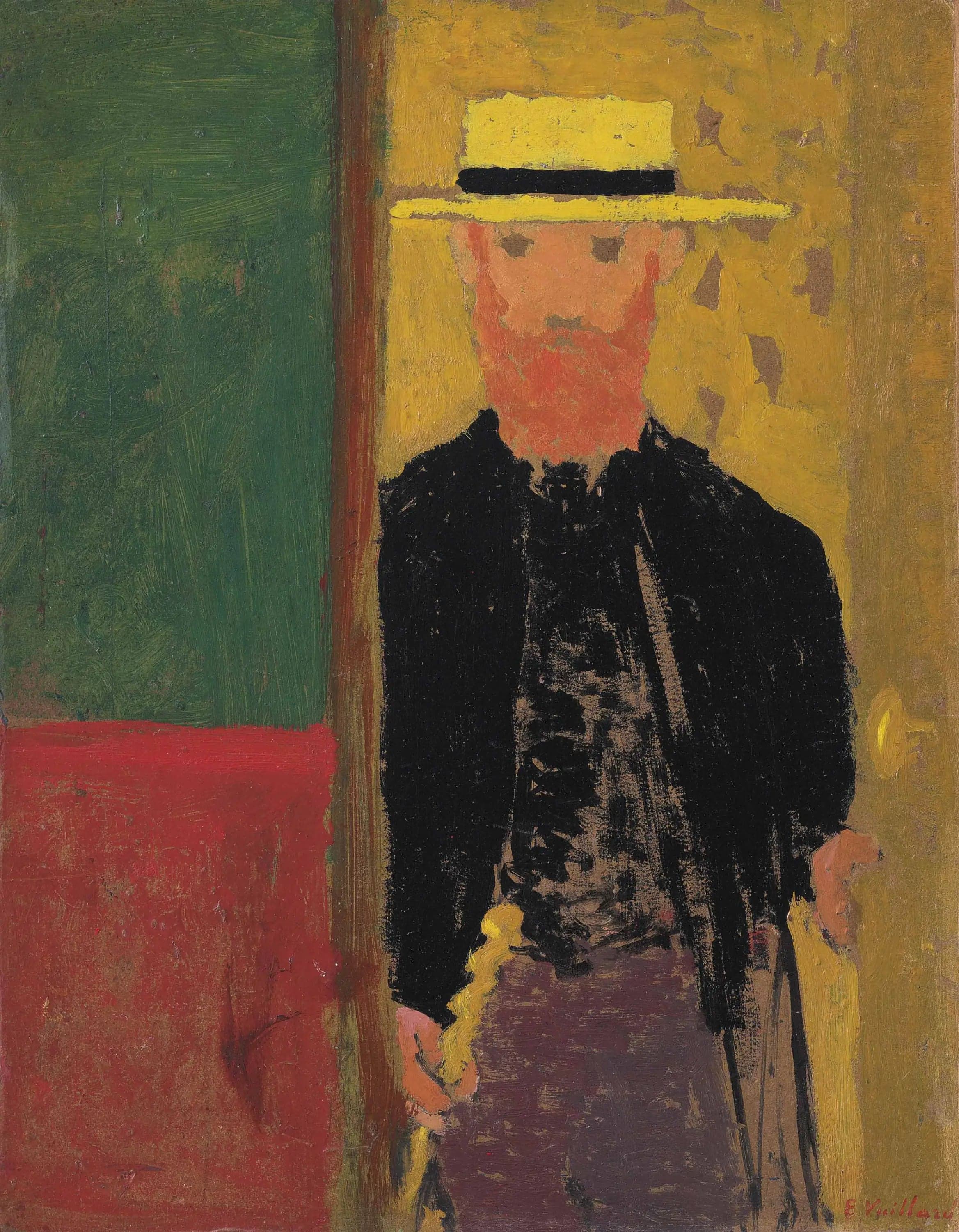 Self-portrait with Cane and Straw Hat