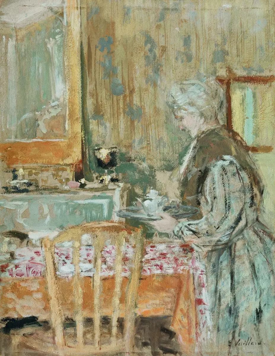 The artist's mother serving tea
