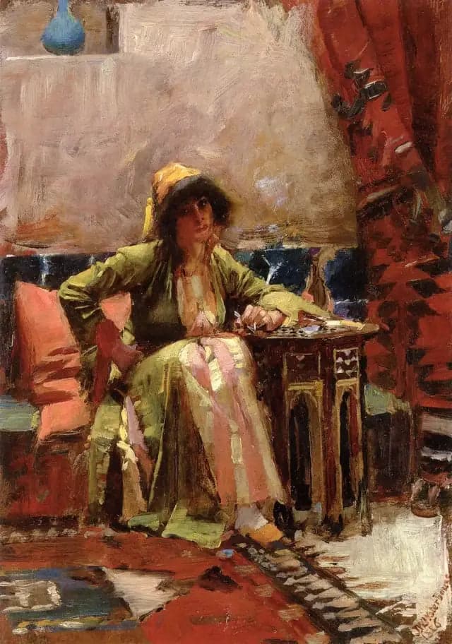 An Oriental Interior with a Seated Girl