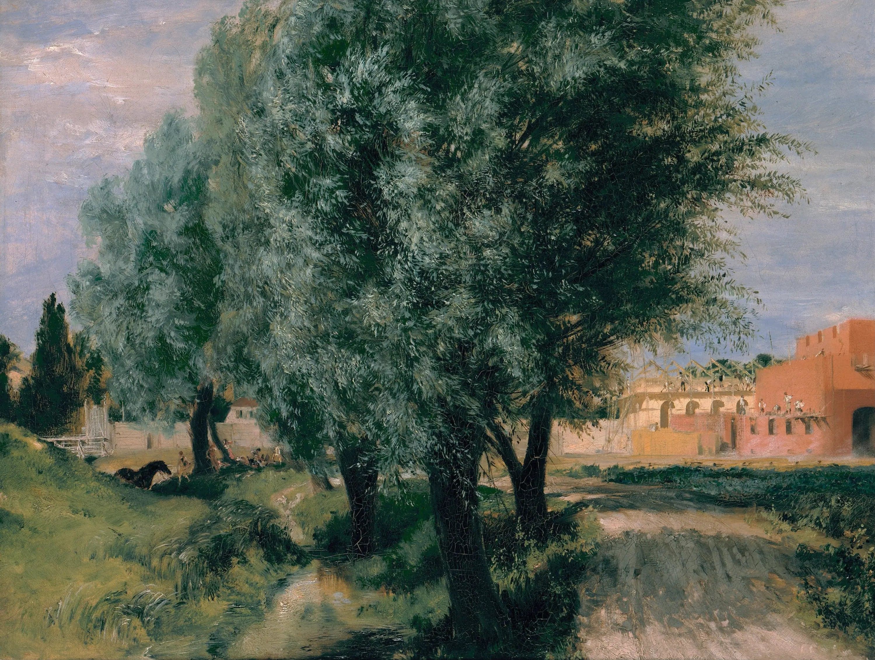 Construction site with willows