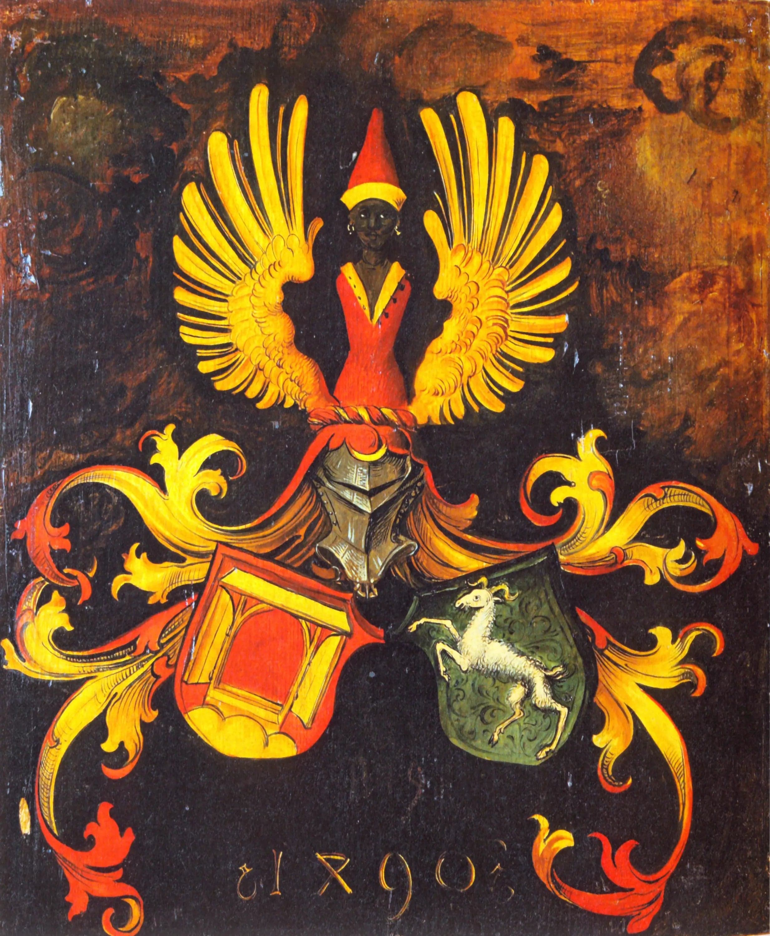 Marriage coat of arms of the Dürer and Holper families. Verso of the portrait of Albrecht Dürer the Elder.