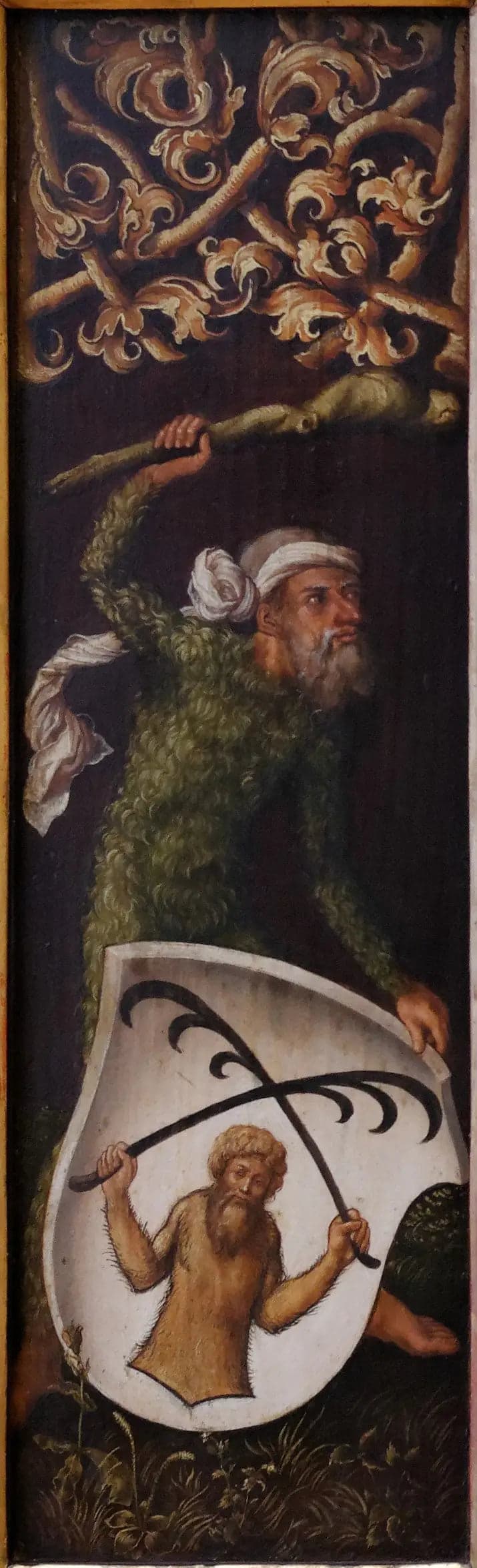 Portrait of Oswolt Krel: "Sylvan Men" with Oswolt Krel's heraldic shields