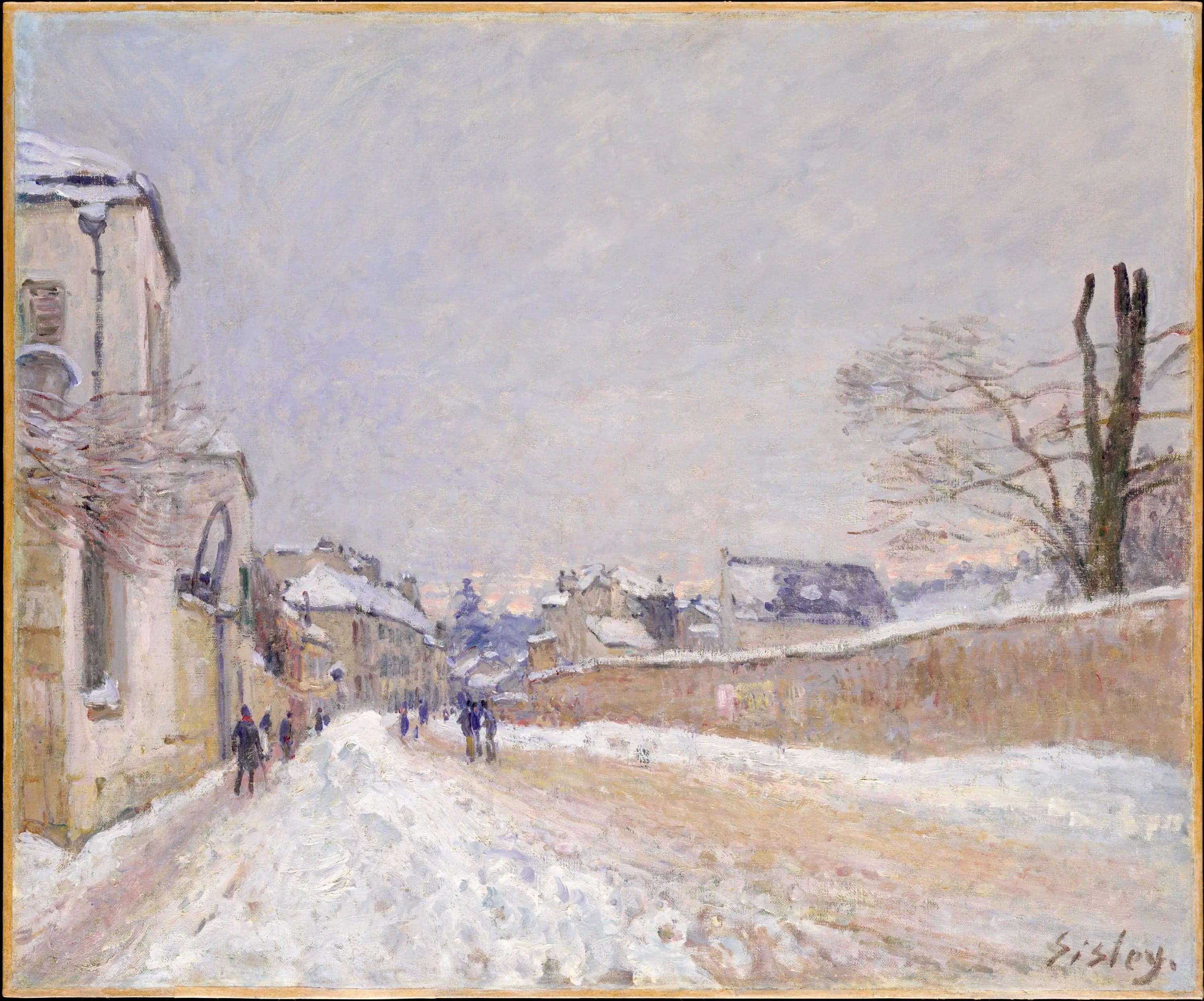 Eugène Moussoir Street in Moret: Winter
