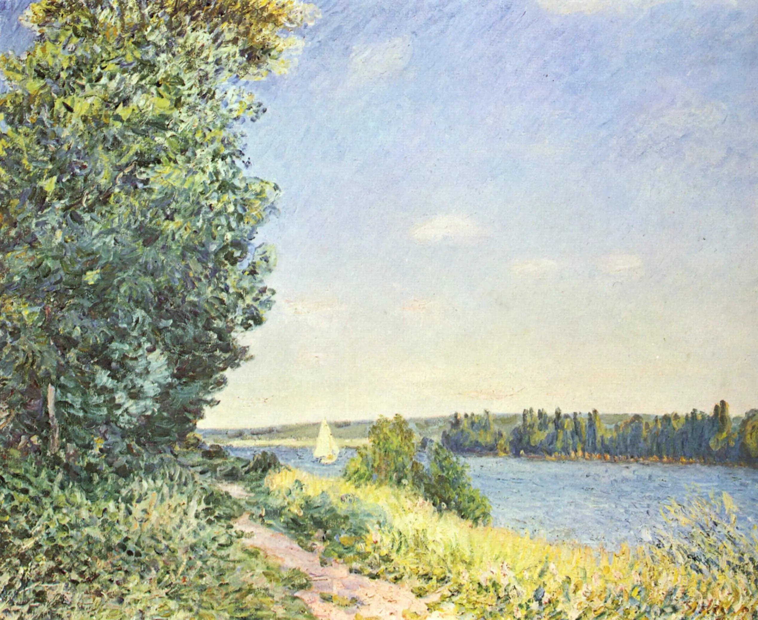 Normandy, the path by the water, evening in Sahurs