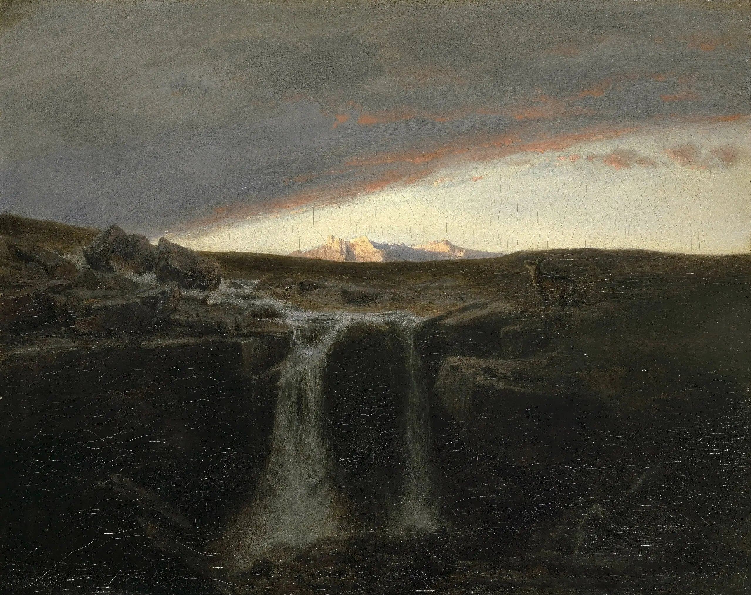 Mountain landscape with a waterfall
