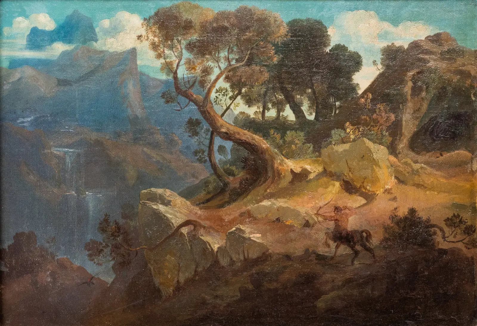 Rocky landscape with a centaur hunting