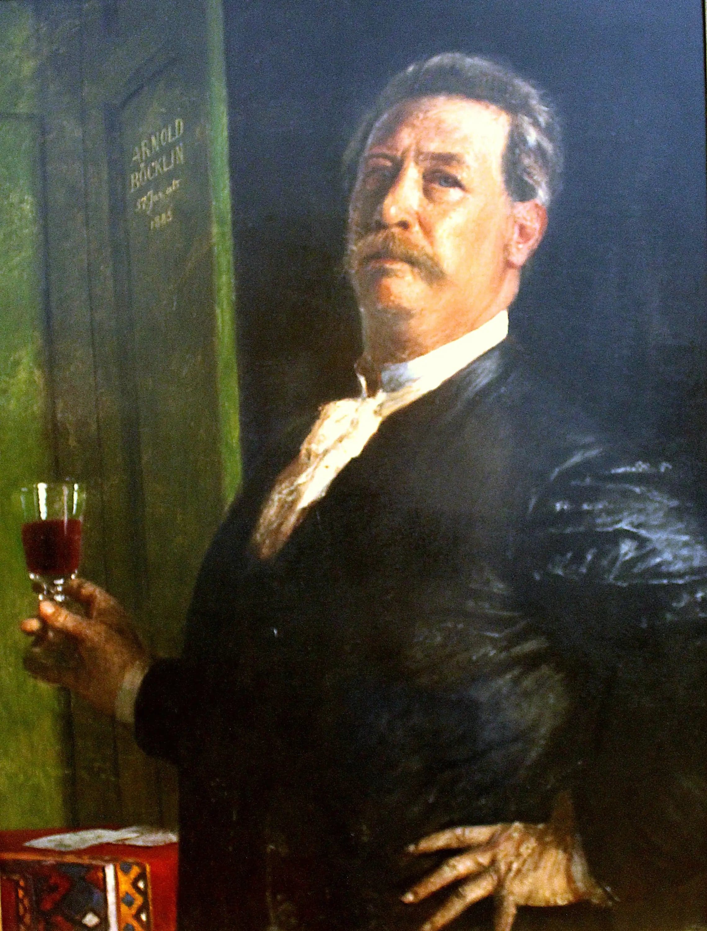 Self-portrait with a glass of wine