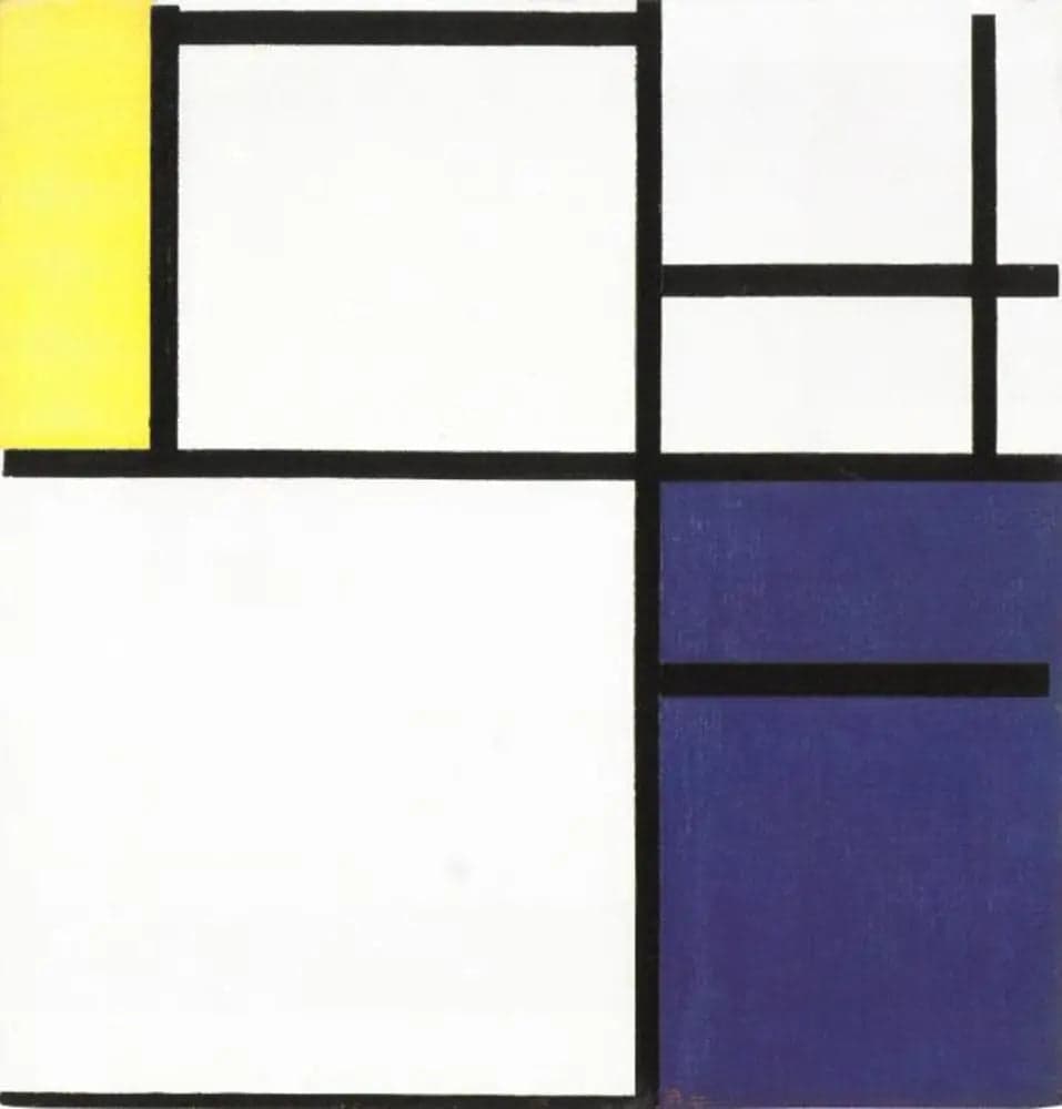 Composition with Yellow, Blue, and Blue-White