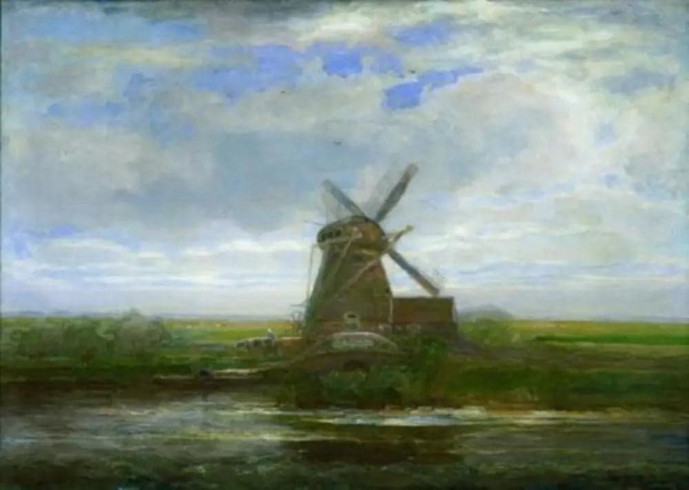 Oostzijdse Mill with panoramic sunset, mill in the center