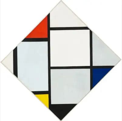 Painting No. IV; Diamond Composition with Red, Gray, Blue, Yellow, and Black