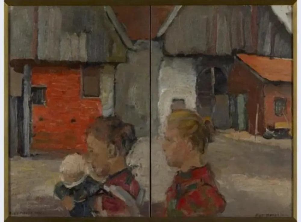 Rear Gables of Agricultural Buildings with Figures