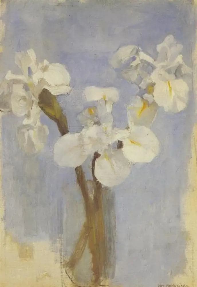 White Irises on Light Blue Background II