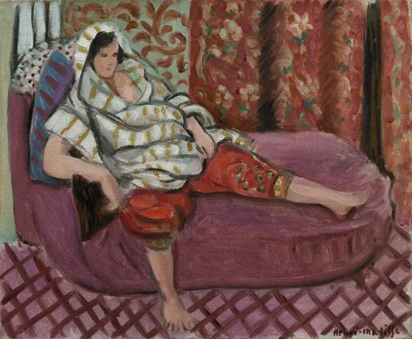 Woman on a Pink Sofa