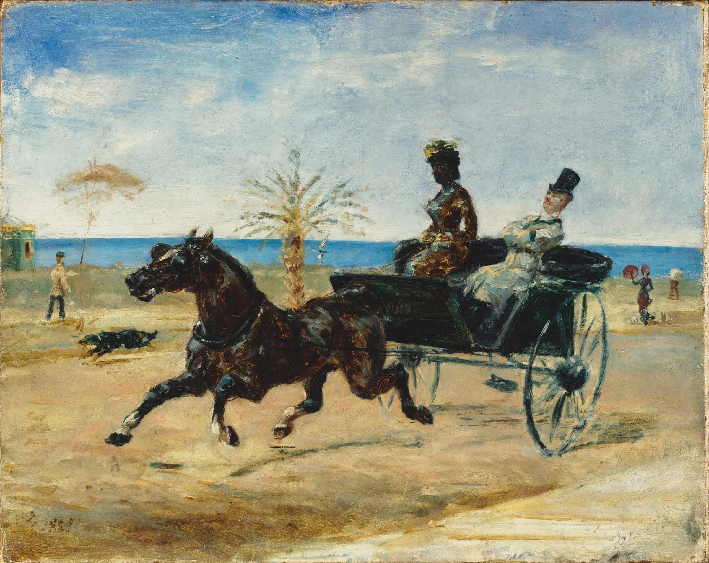 Anne Justine Angèle Delva de Dalmarie driving a convertible - Henri de Toulouse