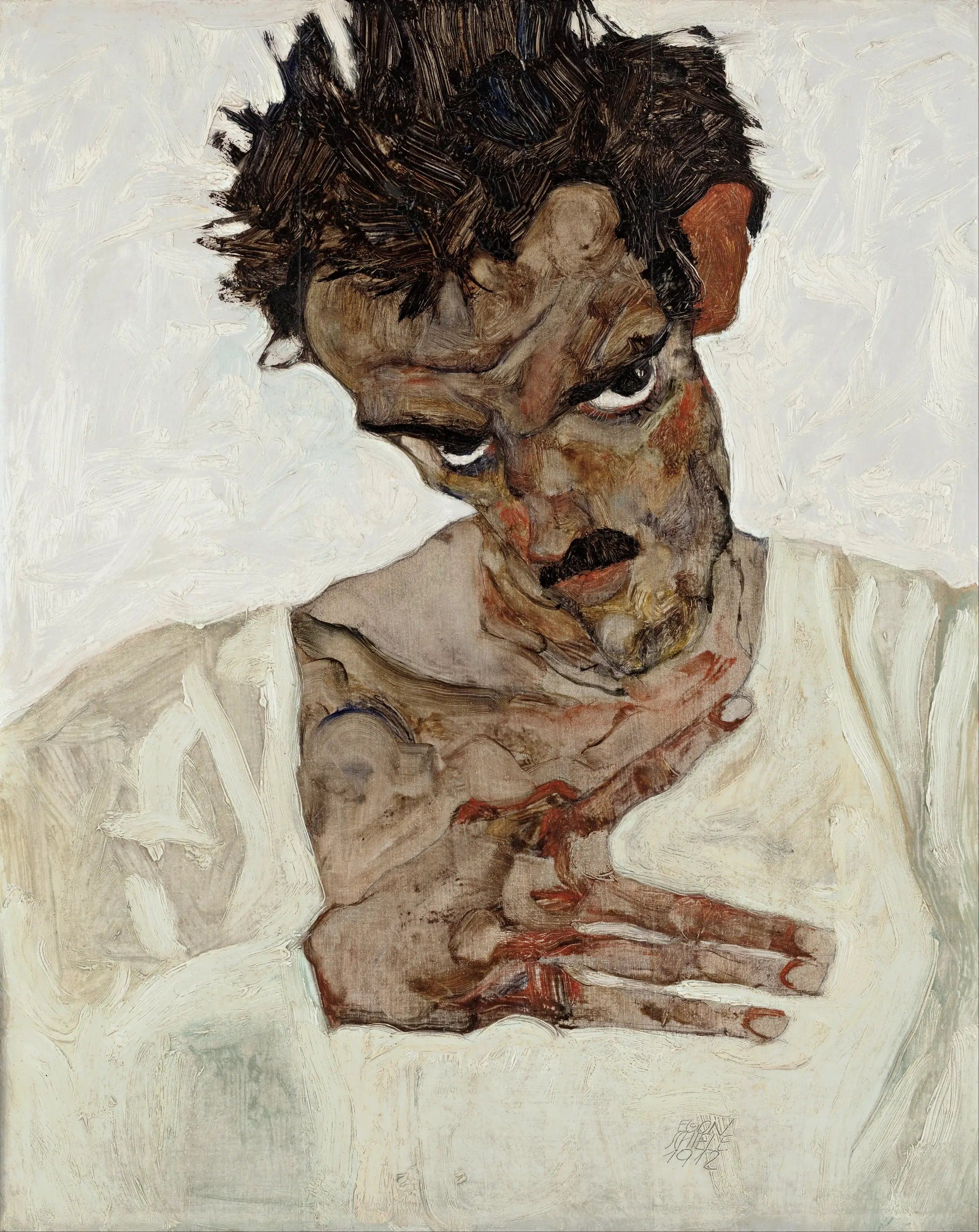 Self-Portrait with Head Bowed