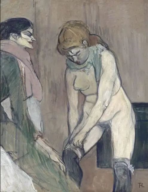 Woman Pulling Up Her Stocking - Henri de Toulouse