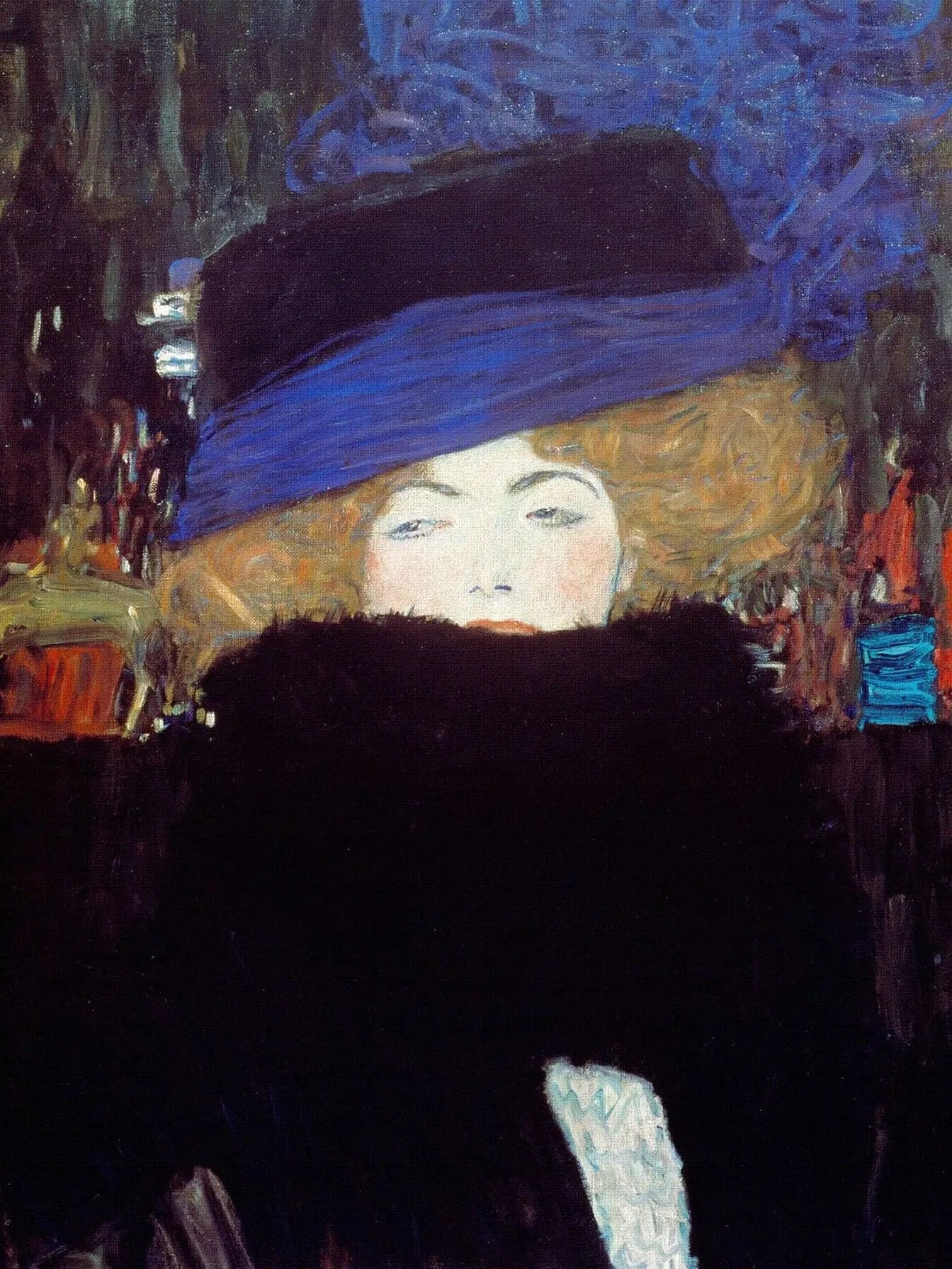 Woman with a Hat and Feather Boa