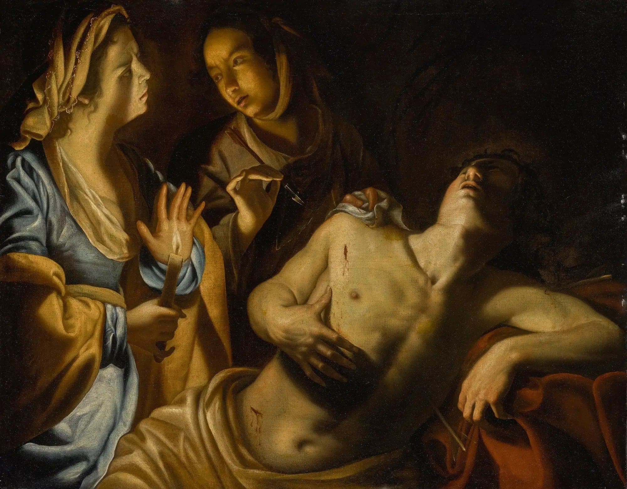 Saint Sebastian cared for by Saint Irene