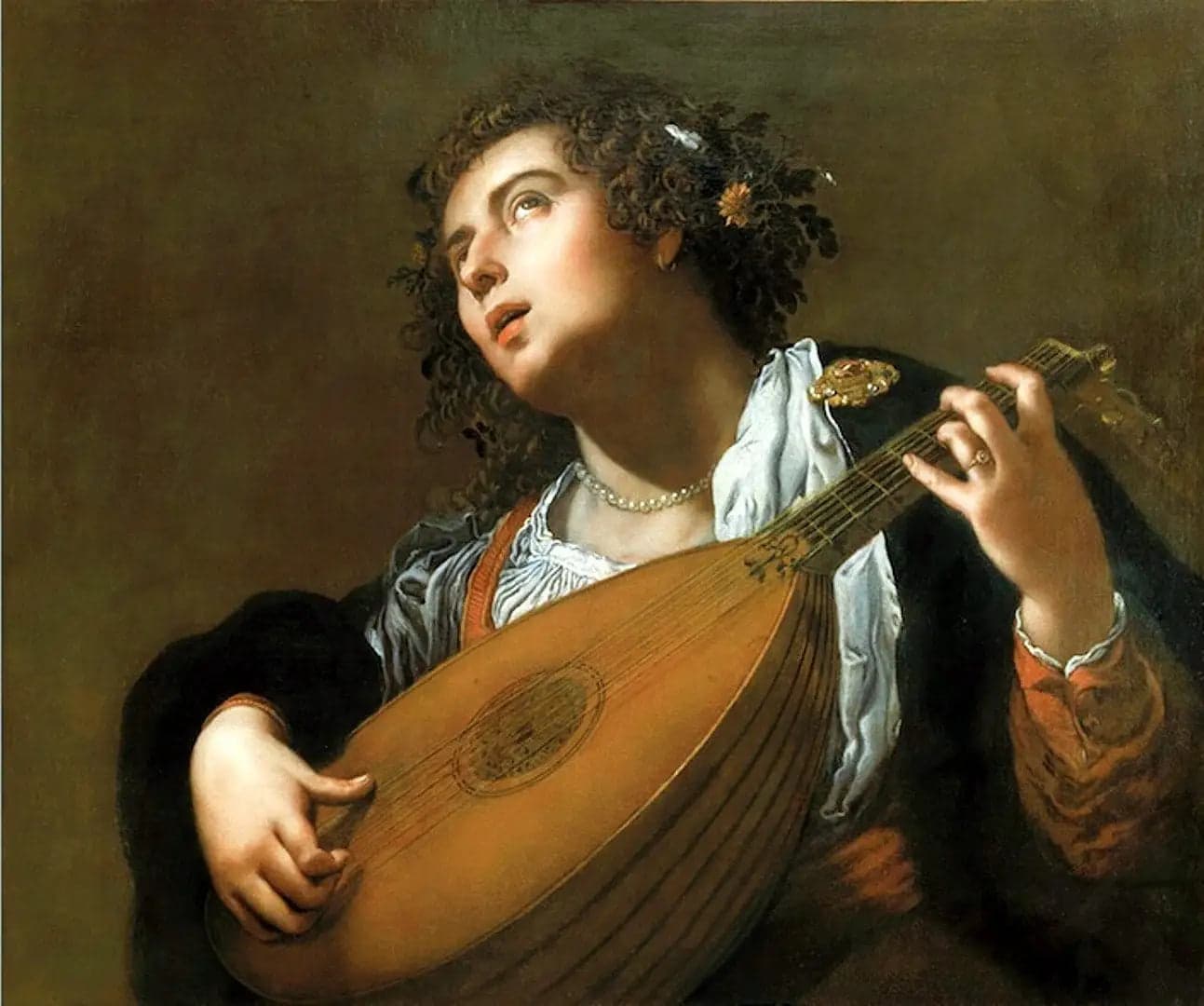 Woman playing the lute