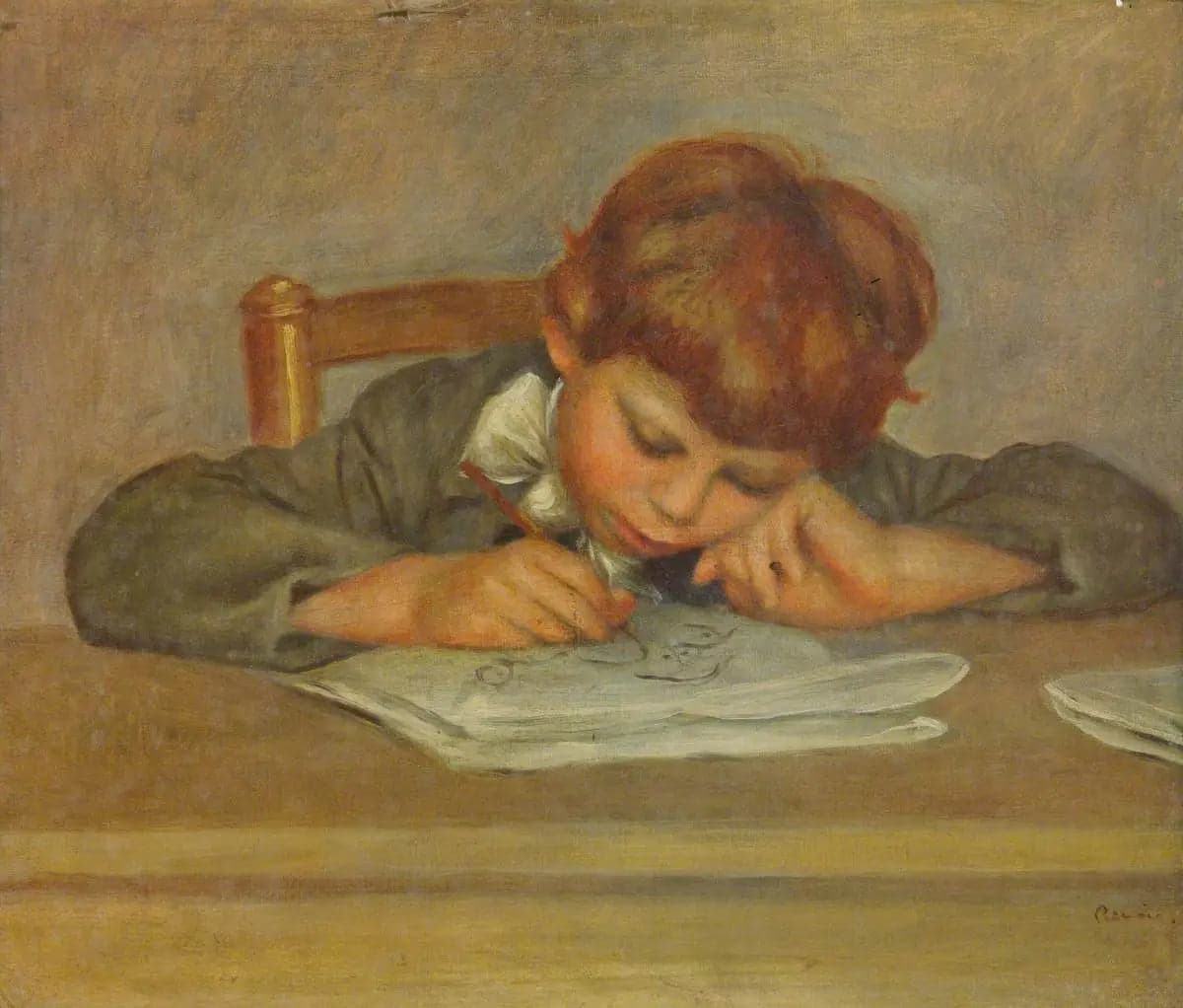 A little boy writing - Pierre