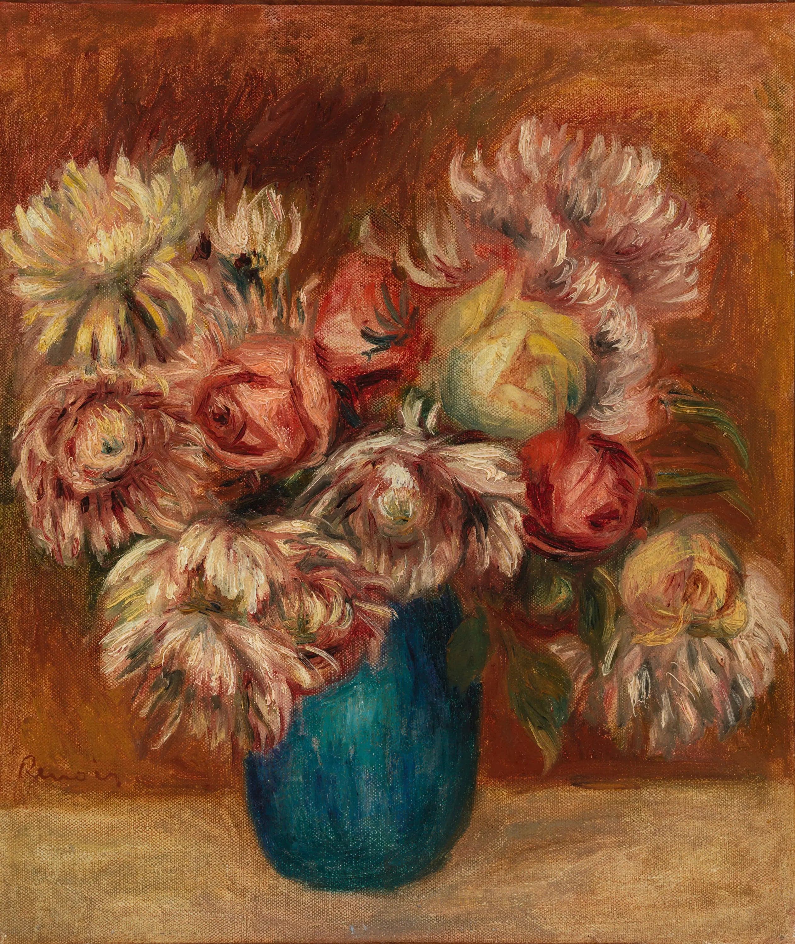 Flowers in a Green Vase - Pierre