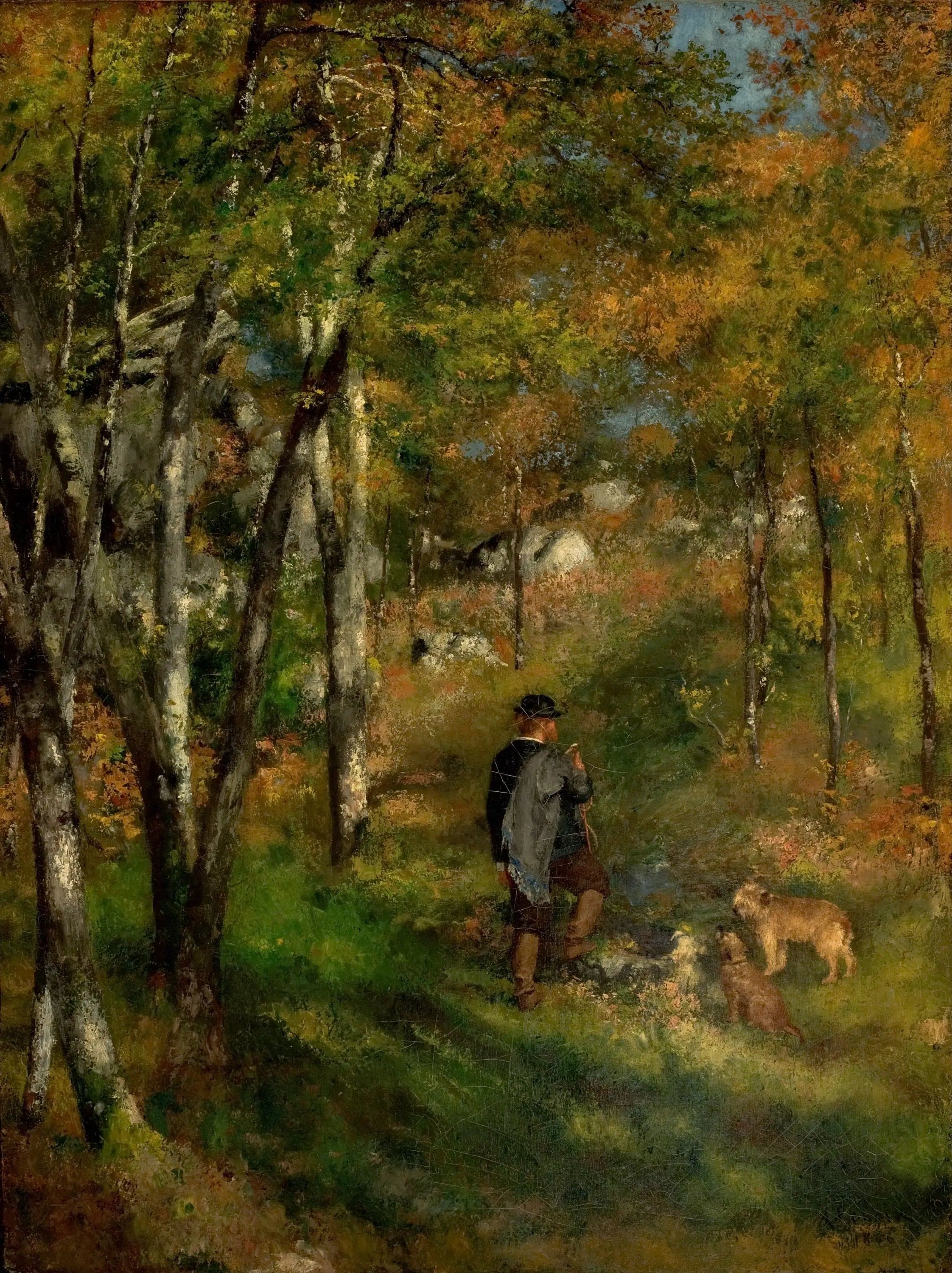 Jules le Cœur and his dogs in the Forest of Fontainebleau - Pierre