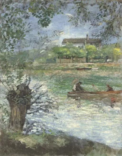 Willows and Figures in a Boat - Pierre