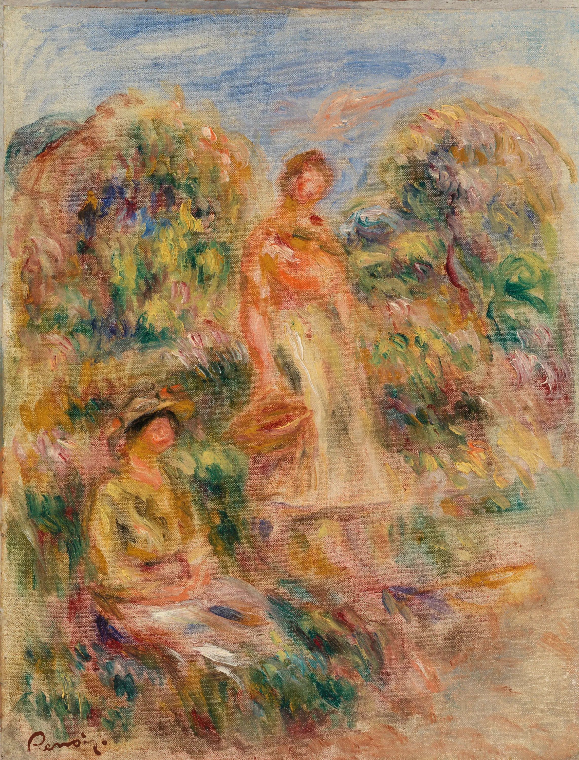 Woman Standing and Woman Sitting in a Landscape - Pierre