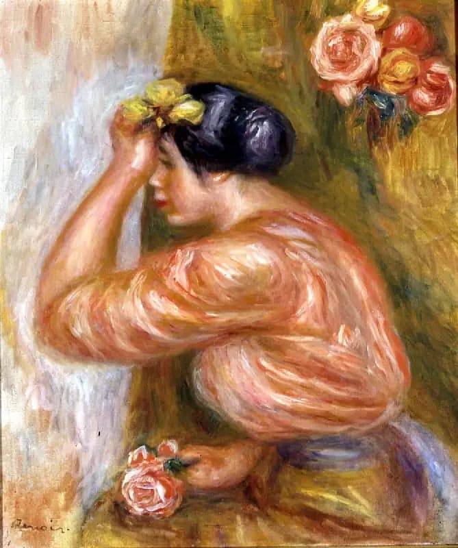 Woman with a Rose in Front of the Mirror - Pierre