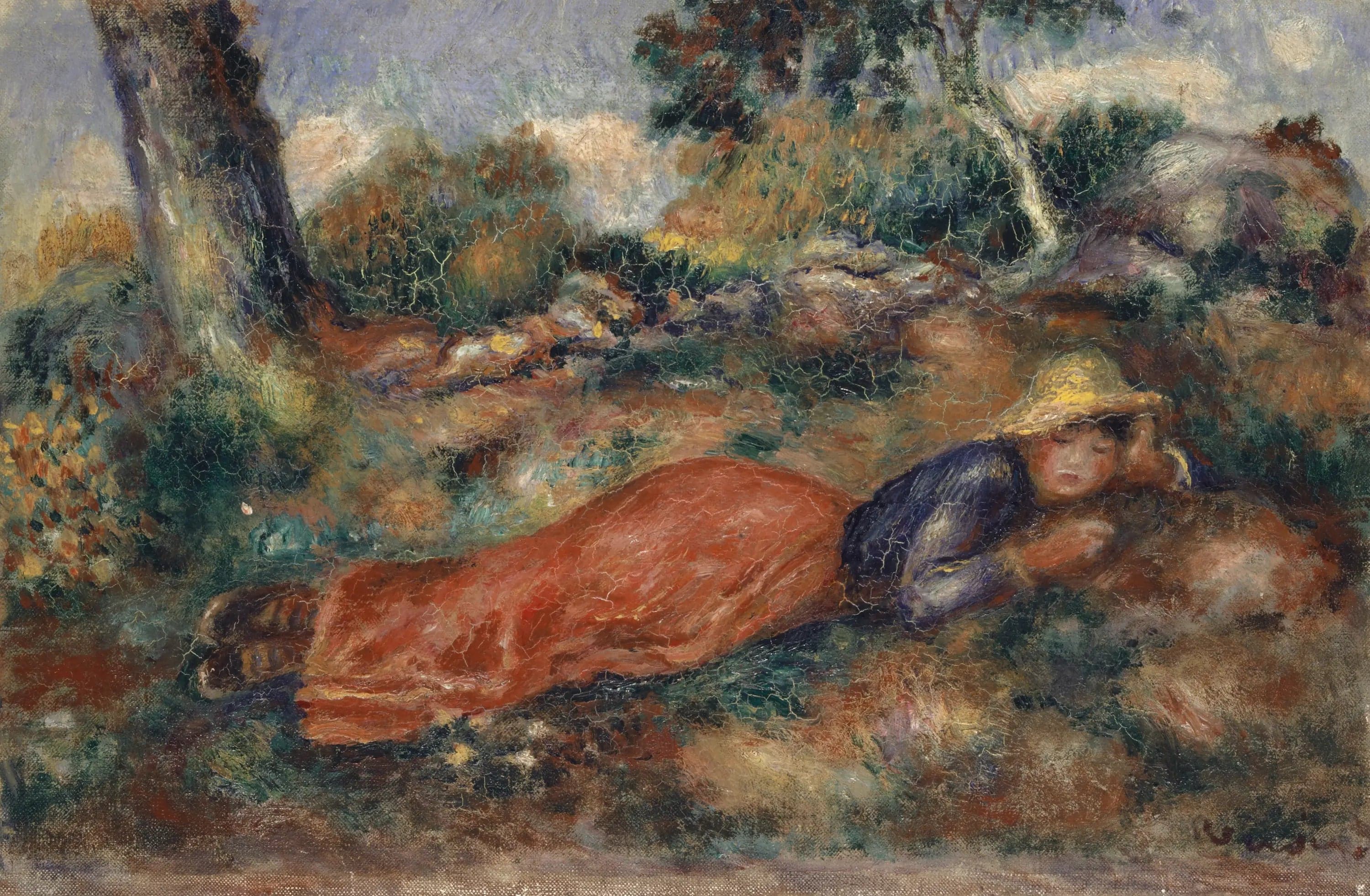 Young Girl Lying on the Grass - Pierre