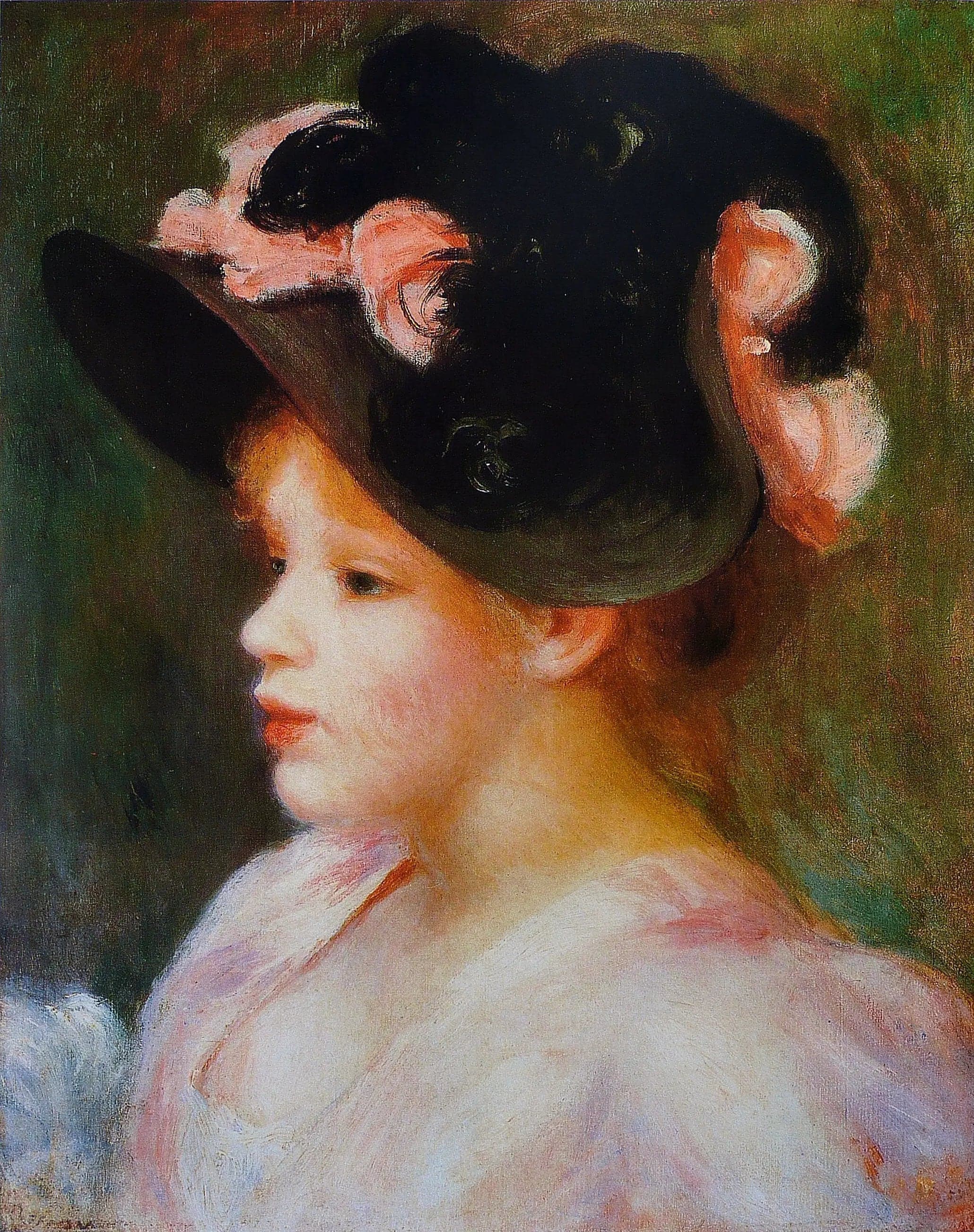 Young Girl in Pink and Black Hat - Pierre