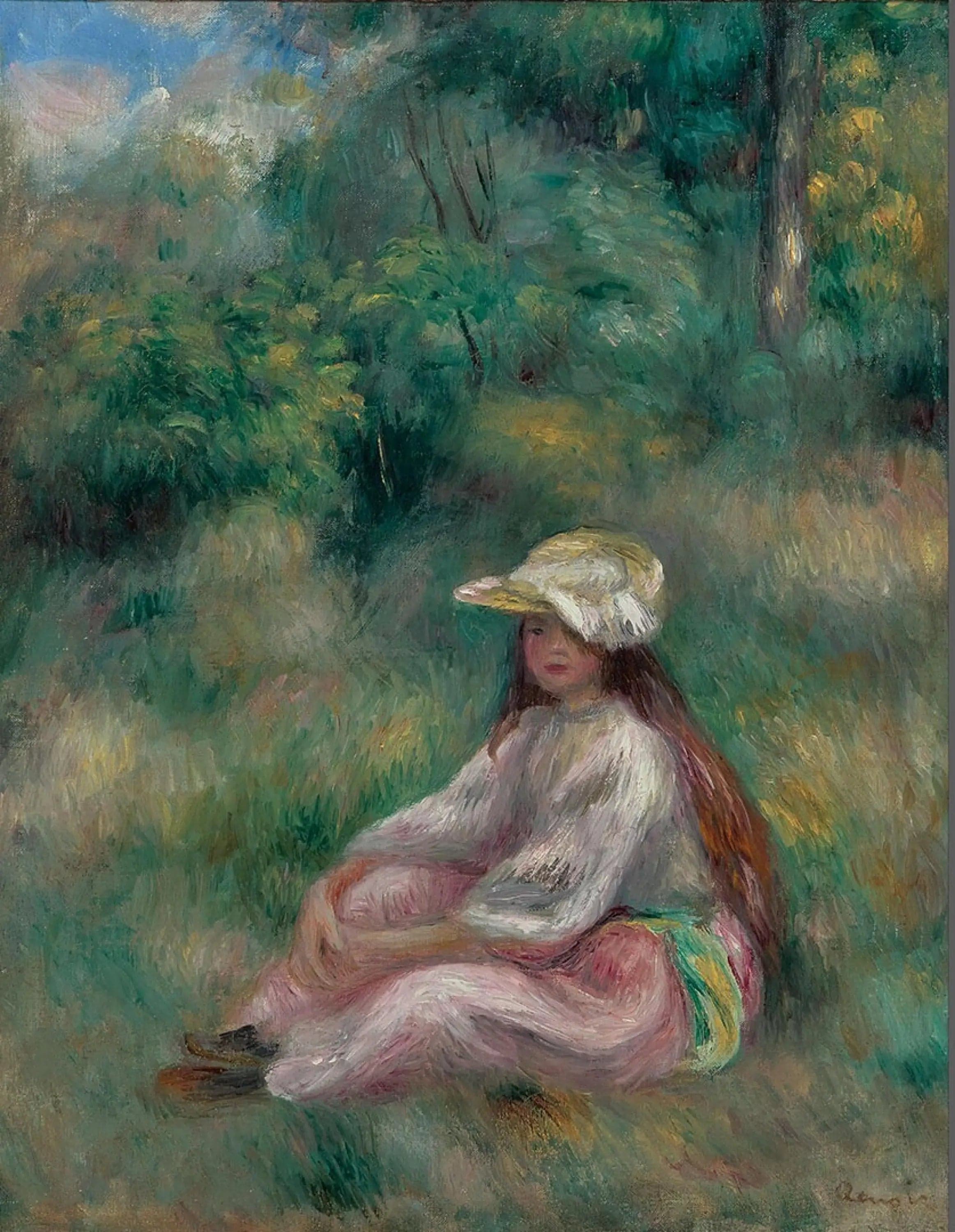 Young Girl in Pink in a Landscape - Pierre