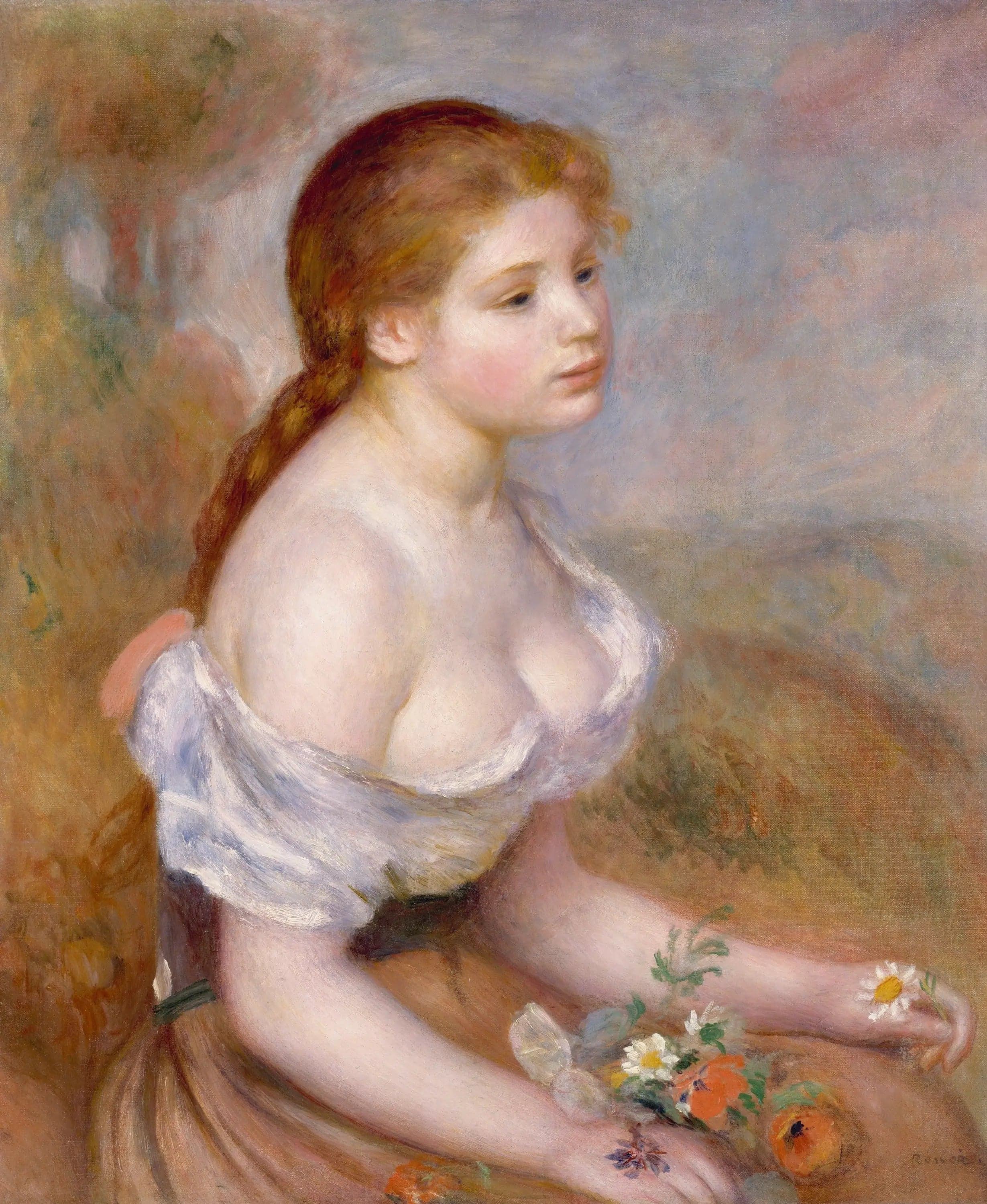 Young Girl with Daisies - Pierre