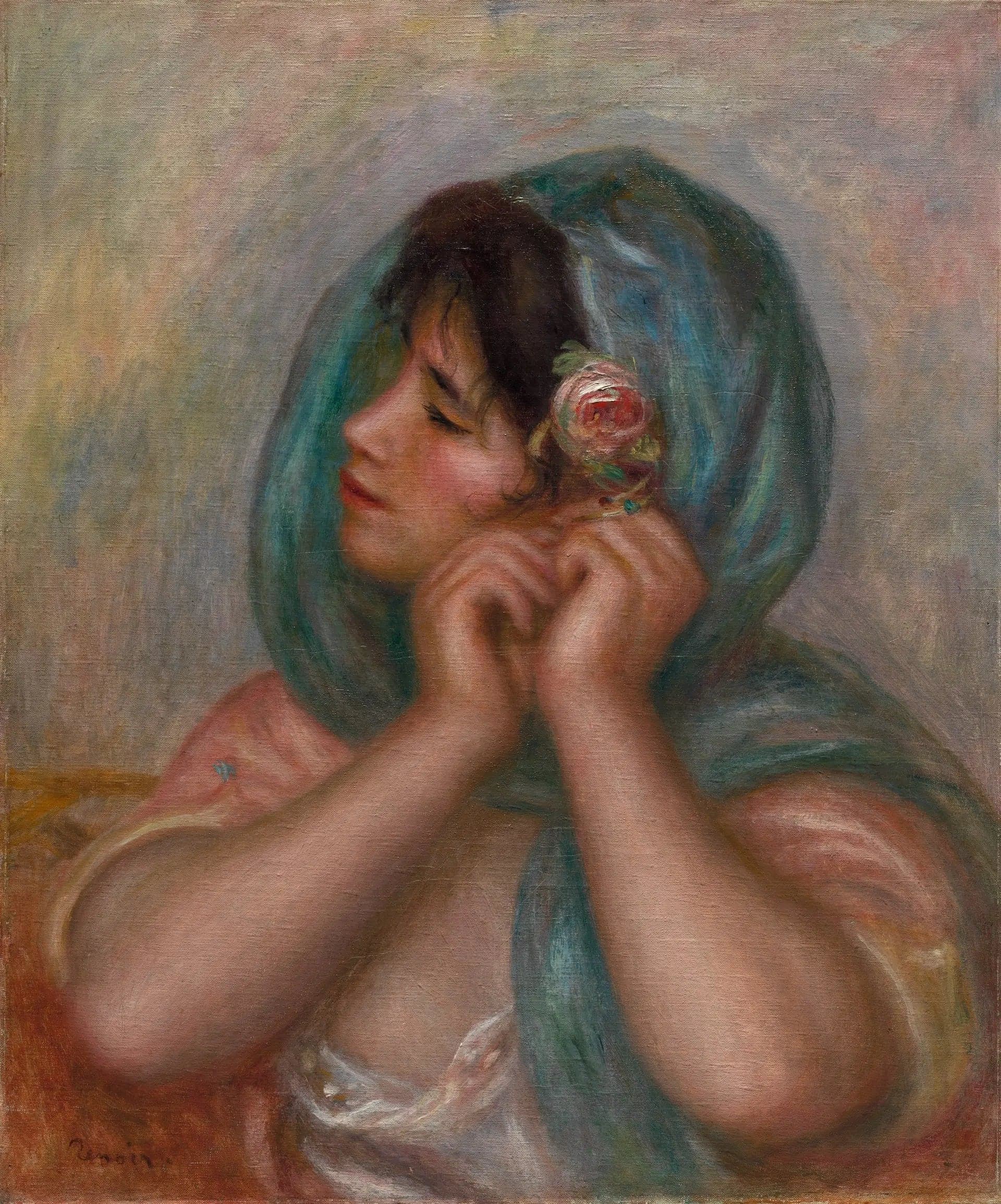Young Woman Adjusting Her Earring - Pierre