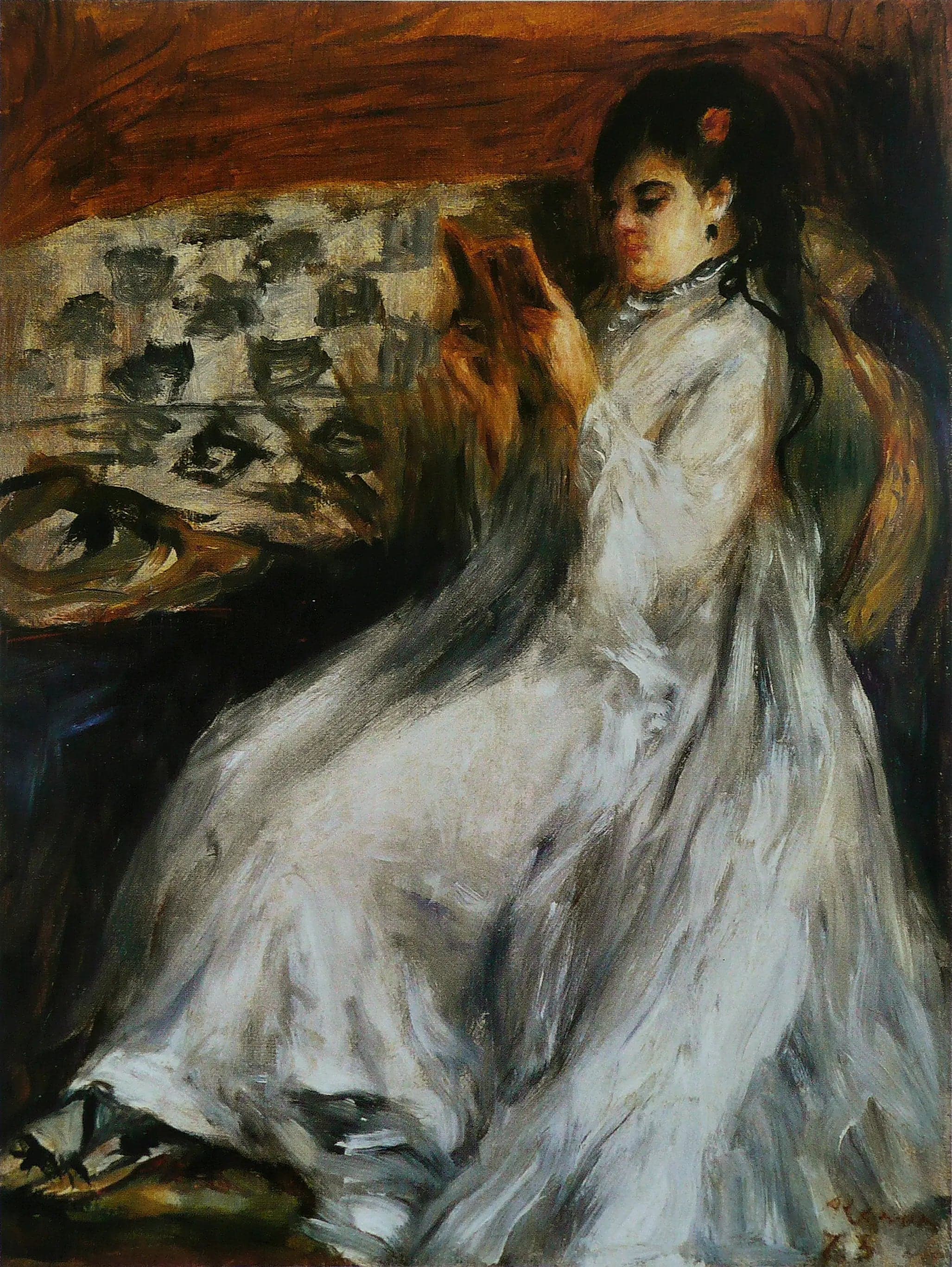Young Woman in White Reading - Pierre