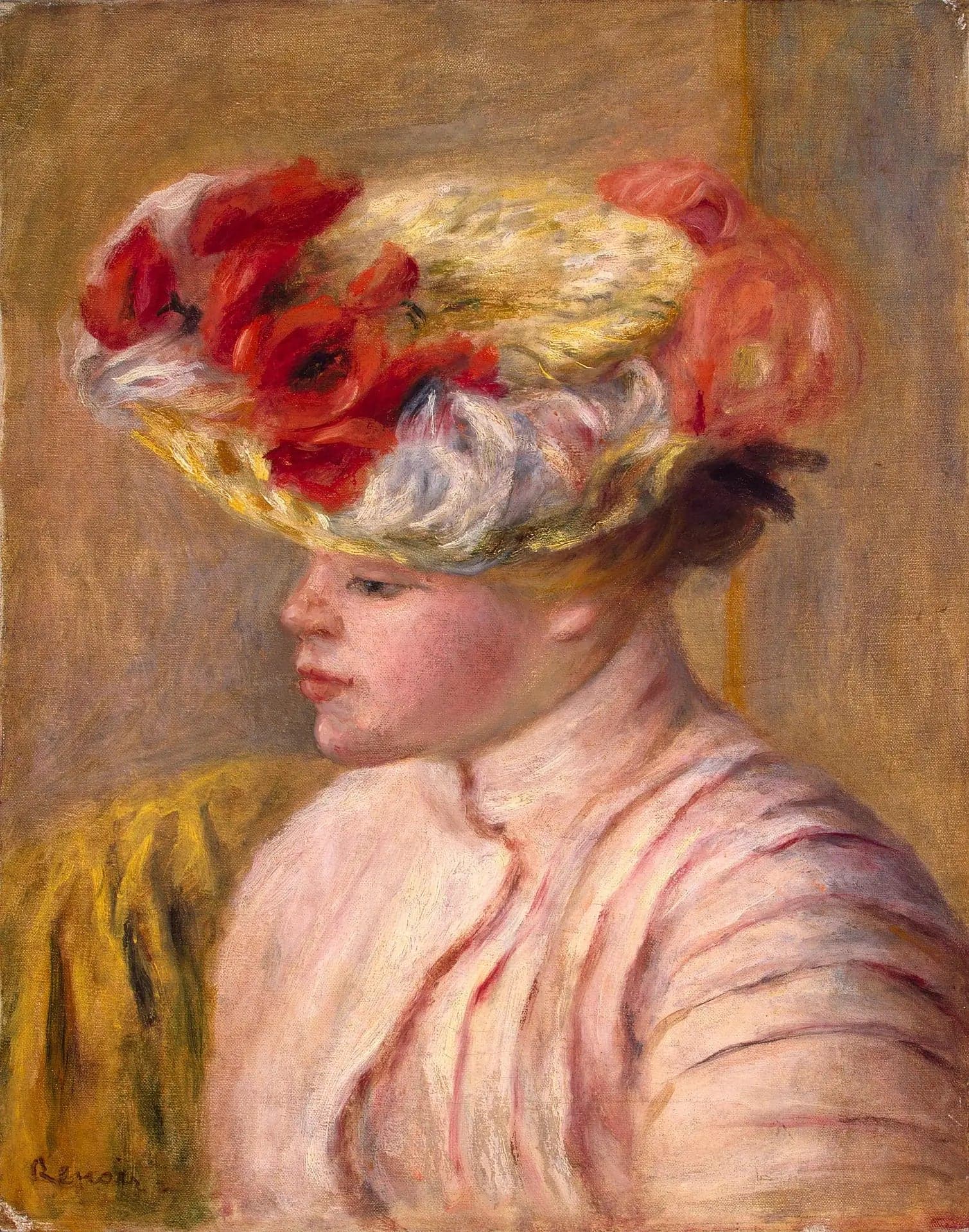 Young Woman with a Flowered Hat - Pierre