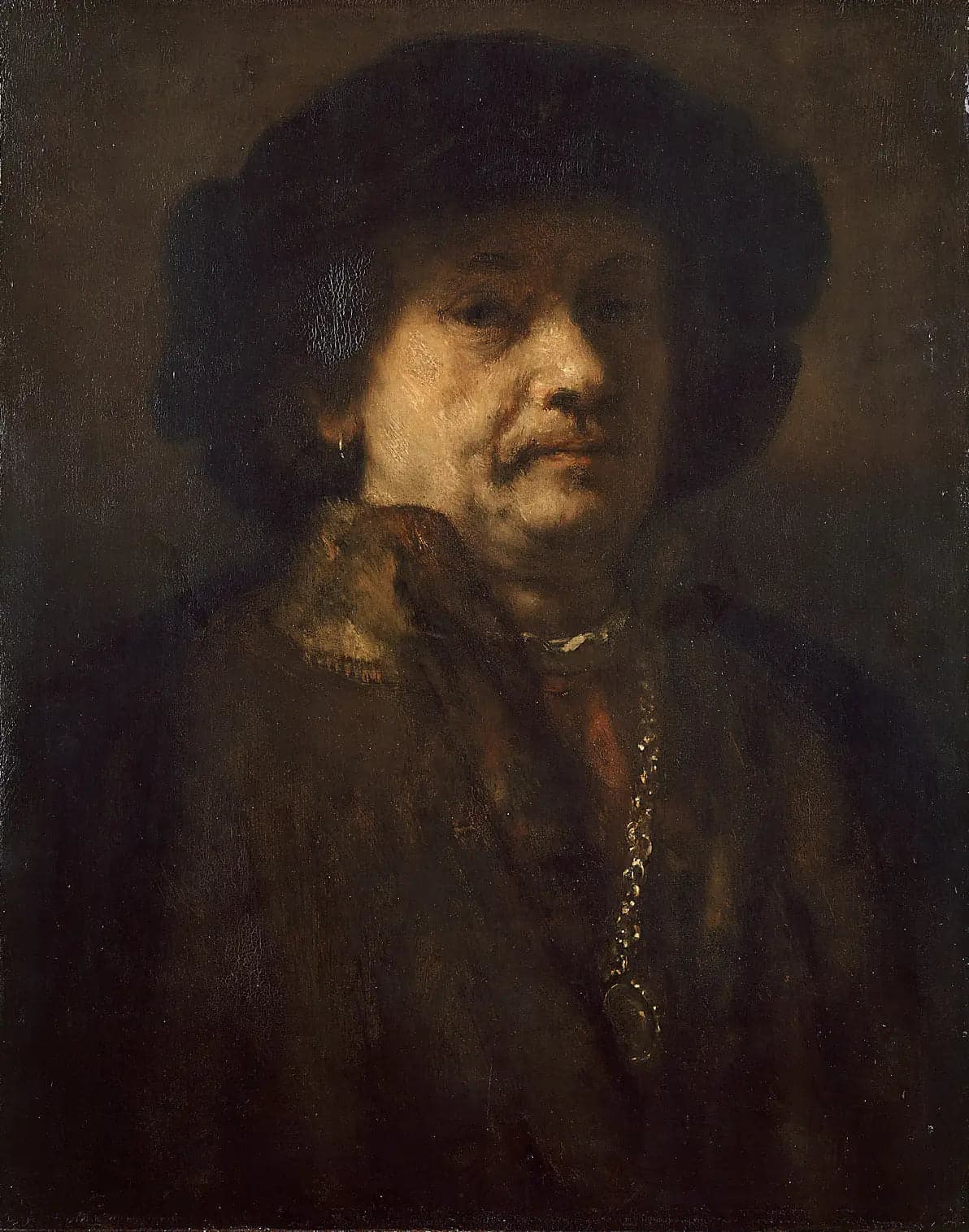 Self-Portrait with Black Beret and Gold Chain