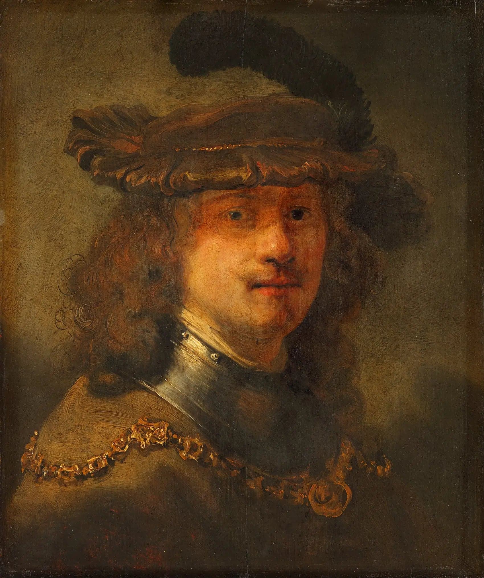 Self-Portrait with Velvet Beret and Gold Chain